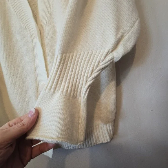 Anthropologie Maeve Cashmere Blend Knit Cardigan Women's XS Ivory Oversized Boxy - Picture 4 of 11
